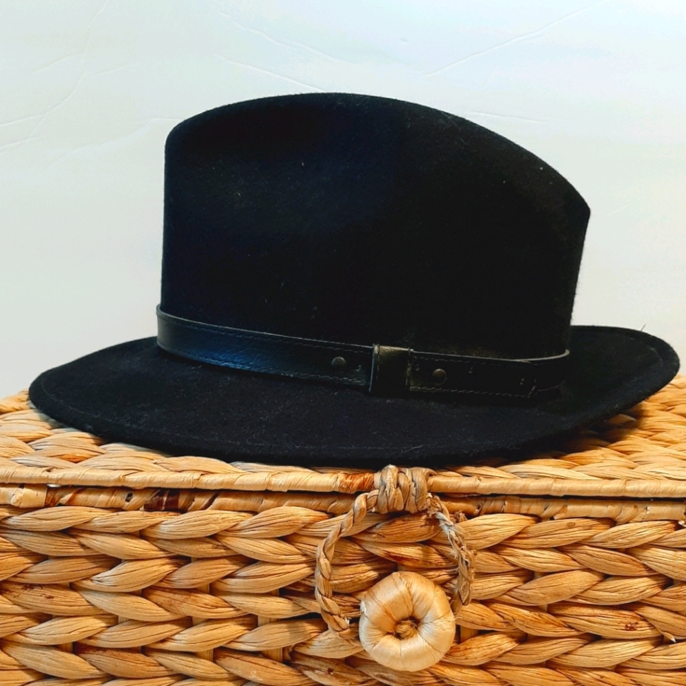 VTG BLACK WOOL FEDORA SM